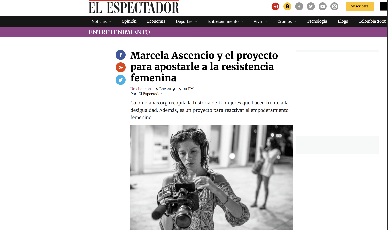 El Espectador: Entrevista a Marcela Ascencio sobre la plataforma