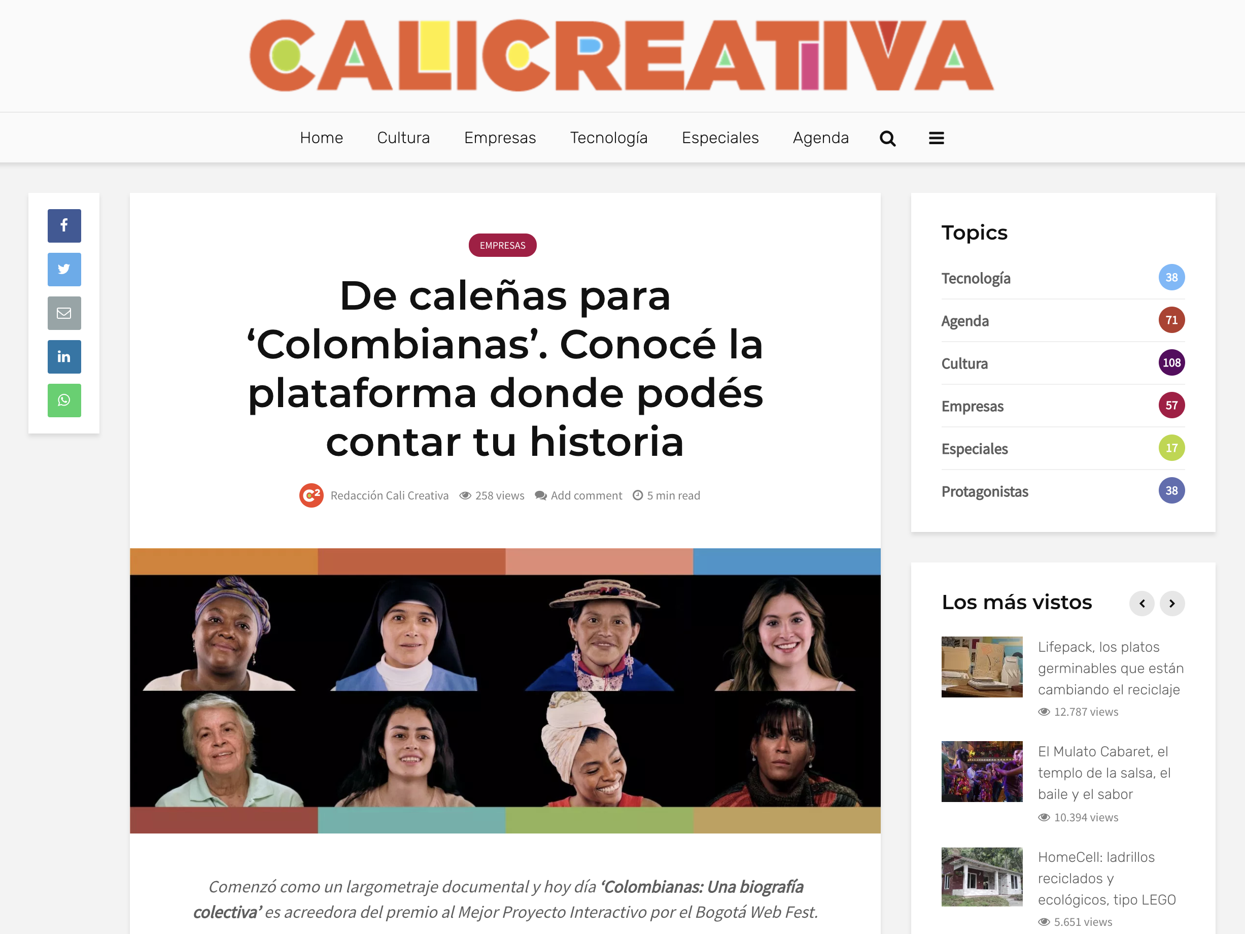 Cali Creativa habló sobre las raíces de Colombianas.org